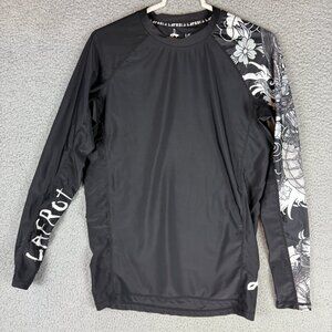 Lafroi Mens Rash Guard LG Long Sleeve Black Compression Performance Shirt